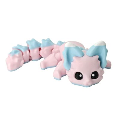 3D Printed Toys 8 Inches Fidget Creature Flexible Animals - 3D Printing Action Figure Toys for Stress Relief, Cute Animal Figurines for Desk Dcor (Candy Fox)