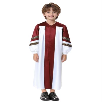 YEAHDOR Kids Judge Costume Robe Long Sleeve Zipper Pulpit Pastor Preachers Clergy Gown for Graduation Ceremony Burgundy 14