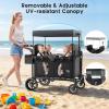 Babytronic 4 Seater Wagon Stroller for Kids,Folding Wagon Stroller with Removable Canopy, Adjustable Push/Pull Handle, Parent Organizer, 5-Point Safety Harnesses & Detachable Snack Tray view 2