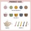 Fairy Toona Silicone Tea Party Set for Little Girls, Pretend Play Kitchen Toys with Teapot Cups Coasters Spoons, Sensory Toy for Girls Boys Age 3 4 5 (16 Pcs) view 3