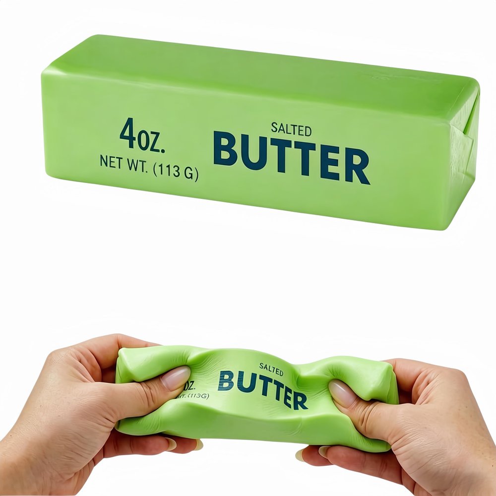 Butter Sticks Squishy Toy, Slow Rising Squishy,Squeeze Ball Realistic Butter Stick Soft Squeeze Fidget Toys for Adults,Stress Relief Ball for Office Party Favors Easy to Clean (Green, 1 PCS)