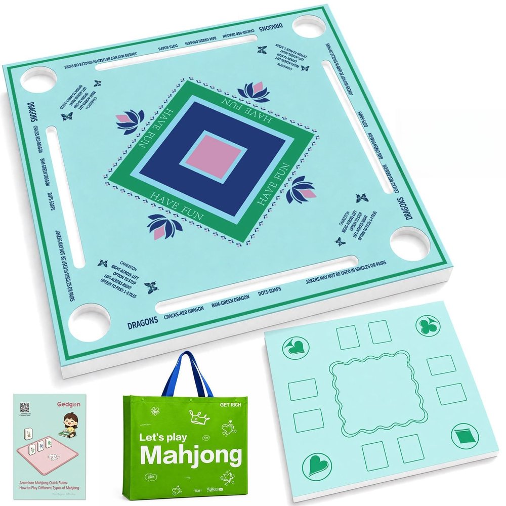 Floating Mahjong Table for Pool, 31.5'' Double-Sided EVA Floating Game Table, Waterproof Mahjong Table with Cup Holders for Mahjong, Cards, Poker & Dominoes, Pool Float Board for Hot Tub, Lake & Beach