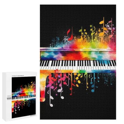 1000 PCS Woode Puzzles for Aldult, Personalized Wooden Puzzles for Family Games, Funny Colorful Piano Keyboard Music Note Jigsaw Puzzle with Box for Gift, Lightweight Puzzle Piece for Beginner