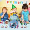 10 Pcs Happy Birthday Cake Toppers, Blue Cupcake Topper, Cute Cake Decorations Photo Booth Props, Cartoon Themed Party Supplies for Celebrating view 3