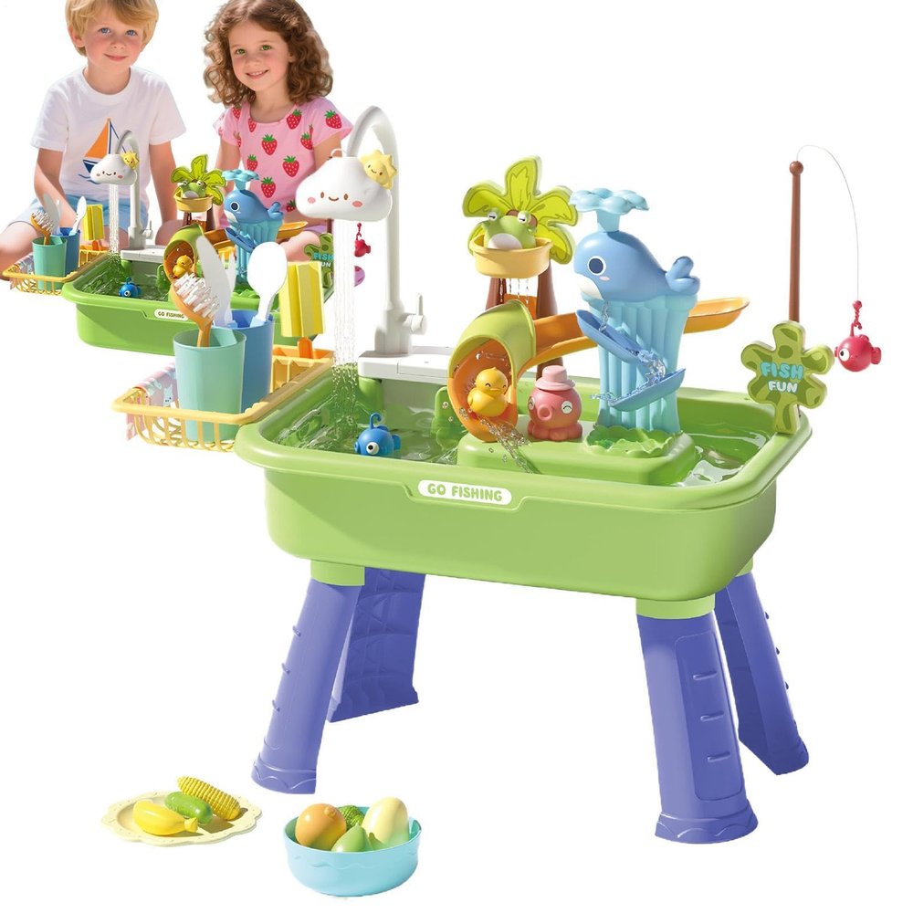 Children Water Activity Table - Sensory with Pump, Multi Function Learning Toy, Engaging Outdoor Center, Skill Building Fun for Kids | Ultra-Safe Lightweight Backyard, Patio, Beach, Garden