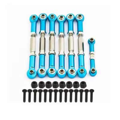 Adjustable Pull Rod For Traxxas For Slash 2WD 1/10 7PCS Adjustable Aluminum Turnbuckles Camber Link Linkage Sets Rc Car Parts Parts And Accessories Upgrade Replace(Sky Blue)