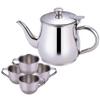 CAKEEYUM Kids Tea Set Includes Portable 330ml Stainless Steel Long Spout Teapot with Filter Screen and 4 70ml Cups for Children Camping Home Kids Tea Set, Small Teapot, Stainless Steel view 4