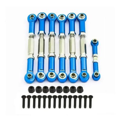 COMODO 7PCS Upgraded Metal Pull Rod Set for 1/10 Scale 2WD RC Crawler Suspension Steering Linkage Replacement(Blue)
