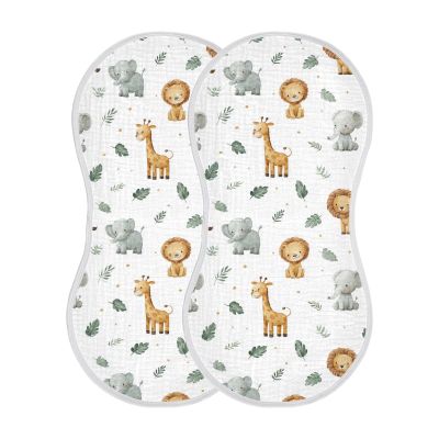 Zwlttyd Tropical Animals Muslin Burp Cloths for Baby Boys Girls 22" x 11" 4 Layer 100% Cotton Soft Absorbent Burping Cloths 4 Pack Burp Towels for Baby Drool and Messes