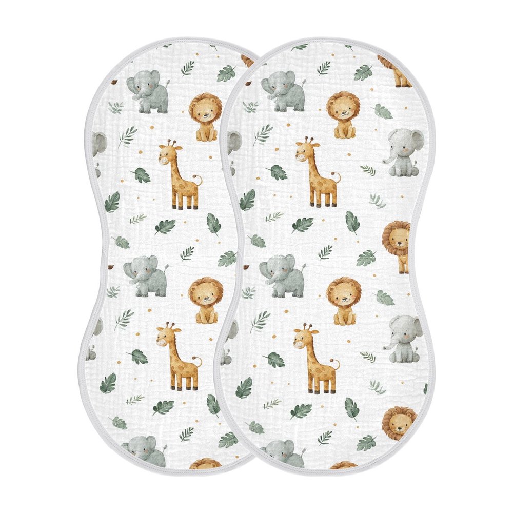 Zwlttyd Tropical Animals Muslin Burp Cloths for Baby Boys Girls 22" x 11" 4 Layer 100% Cotton Soft Absorbent Burping Cloths 4 Pack Burp Towels for Baby Drool and Messes