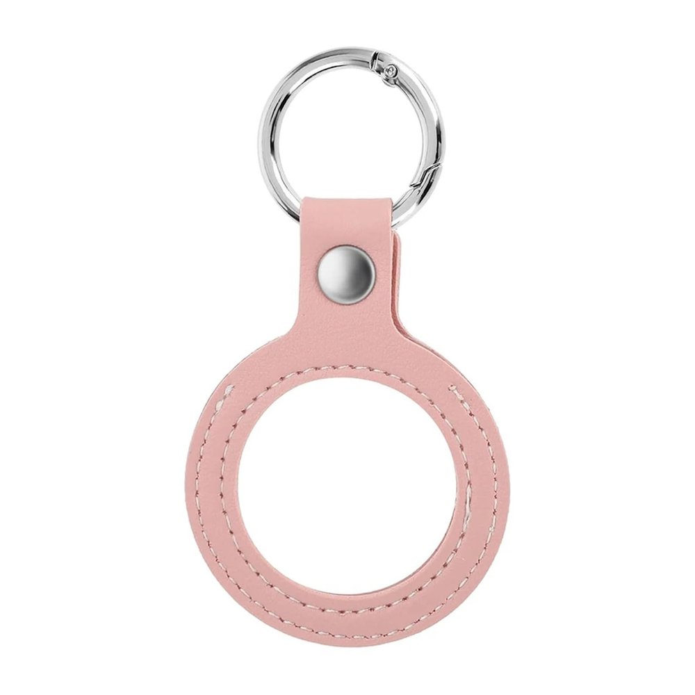 6pcs Leather Coin Holder Keychain Double Side Display Case For Medallion Recovery Chip Challenge(Pink)