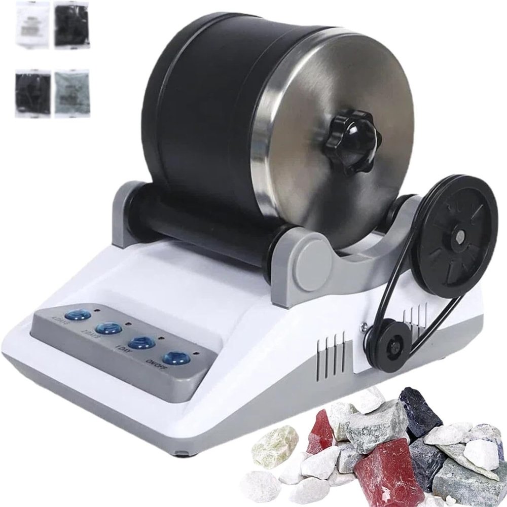 Acivirdde Electric Rock Tumbler Kit with Timer, Professional Gem Polishing Machine, Includes Detachable Grinder and Grits Accessories