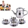 Kids Tea Set,Stainless Steel Teapot, Children TeaSet with Teapot,Teacups,Saucers,Spoons,Metal Tea Sets for Kids Camping Home Gifts view 1