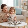 Kids Tea Set,Stainless Steel Teapot, Children TeaSet with Teapot,Teacups,Saucers,Spoons,Metal Tea Sets for Kids Camping Home Gifts view 2