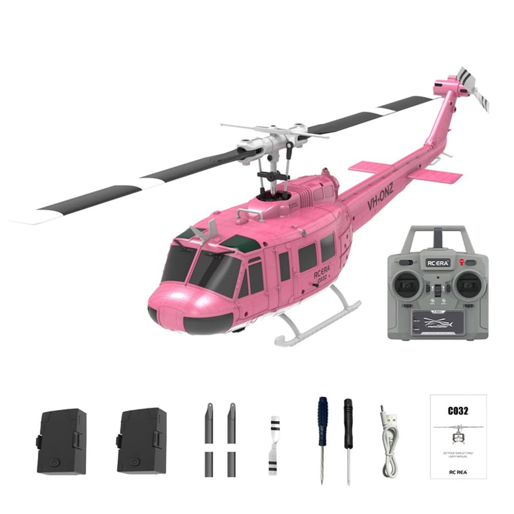 FORCEMO C032 1/48 UH-1 Hueyy 2.4G 6CH Flybarless RC Helicopter, 6-Axis Gyro Stabilized Stunt Remote Control Helicopter Aircraft with Altitude Hold Optical Flow, Enthusiasts Gift -RTF