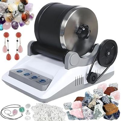 Pro Electric Rock Tumbler Kit with Timer - Gem Polishing Machine, Includes Detachable Grinder Accessories for Perfect Polishing