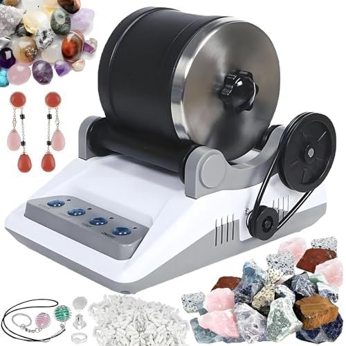 Pro Electric Rock Tumbler Kit with Timer - Gem Polishing Machine, Includes Detachable Grinder Accessories for Perfect Polishing