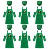 Bensbl 6 Pack Chef Hat and Apron Set with Arm Sleeves, Green Soccer Theme Childrens Aprons with 2 Pockets and Adjustable Strap for Cooking Baking Painting Art Activities view 1