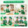 Bensbl 6 Pack Chef Hat and Apron Set with Arm Sleeves, Green Soccer Theme Childrens Aprons with 2 Pockets and Adjustable Strap for Cooking Baking Painting Art Activities view 3
