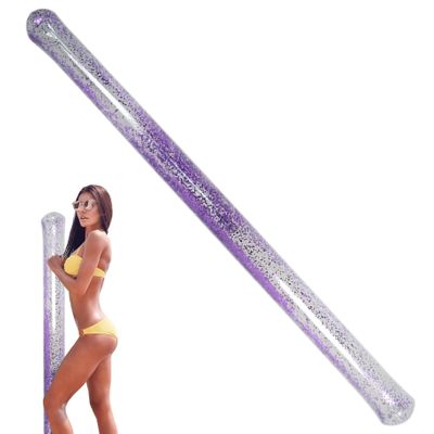 Pool Noodles, 58 Inch Safe PVC Portable Smooth Inflatable Glitter Pool Noodle for Swimming, Beach, Floating, Party, Purple, Summer