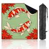 31.5" x 31.5" Mahjong Mat for Table with Carrying Bag Red White Fish Autumn Maple Leaves Soft Green Non-Slip Noise-Reducing Game Mat Mahjong Accessories for Poker Dominoes Board Games view 1