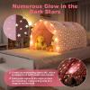 Costzon Kids Play Tent, Cozy Indoor Toddler Playhouse w/String Lights, Flags, Net Curtains, Glow in The Dark, Large Foldable Twin Bed Tent for Boys Girls Aged 3+, Reading Canopy for Kids Room (Pink) view 2