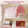 Costzon Kids Play Tent, Cozy Indoor Toddler Playhouse w/String Lights, Flags, Net Curtains, Glow in The Dark, Large Foldable Twin Bed Tent for Boys Girls Aged 3+, Reading Canopy for Kids Room (Pink) view 4