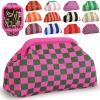 Sunnymove Mahjong Tile Bag Woven Clutch Purses for Women Woven Striped Dumpling Bag Summer Beach Evening Handbag for Mahjong Tile Vacation Supplies (Pink Green,Plaid) view 1