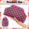 Sunnymove Mahjong Tile Bag Woven Clutch Purses for Women Woven Striped Dumpling Bag Summer Beach Evening Handbag for Mahjong Tile Vacation Supplies (Pink Green,Plaid) view 2