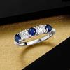 3Ct Round Cut Lab Created Diamond and Blue Sapphire Engagement Ring, 925 Sterling Silver, 14k White Gold Finish (Pink, 8) view 3