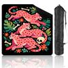 31.5" x 31.5" Mahjong Mat for Table with Carrying Bag Pink Spotted Leopards Tropical Leaves Flowers Non-Slip Noise-Reducing Game Mat Mahjong Accessories for Poker Dominoes Board Games view 1