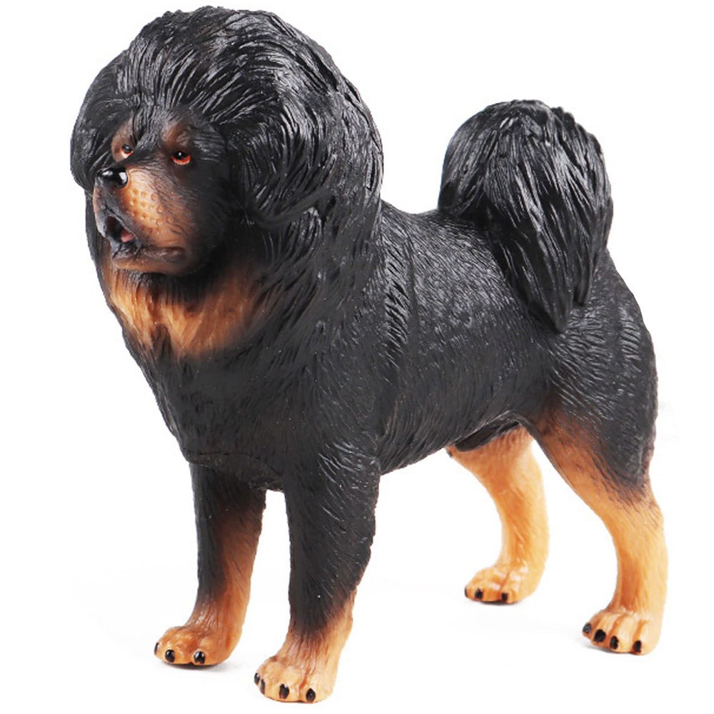 JOKFEICE Realistic Tibetan Mastiff Dog Figurine Solid Black Collectible Statue, Lifelike Working Dog Model for Home Decor Office Desk Display Photography Prop Nature Lover Gift