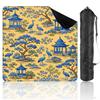 31.5" x 31.5" Mahjong Mat for Table with Carrying Bag Blue Crane Birds Pagoda Gazebos Trees Yellow Non-Slip Noise-Reducing Game Mat Mahjong Accessories for Poker Dominoes Board Games view 1