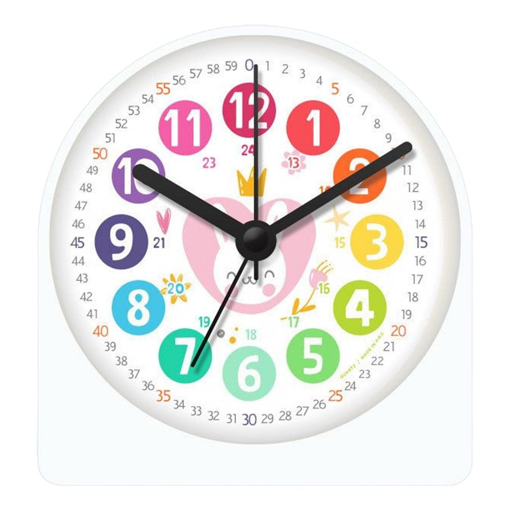 Leefasy Cartoon Analog for Kids, w/Night Light,Silent Table Clocks, Telling Time Teaching Clock for Home Bedroom Living Room,