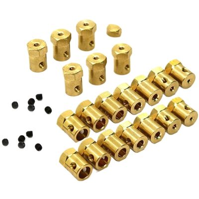 4PCS 5mm Brass Hex Hub Adapter Shaft Coupling D Shaft to Hex Connector for RC Car Wheels Motor Drive Transmission Coupler