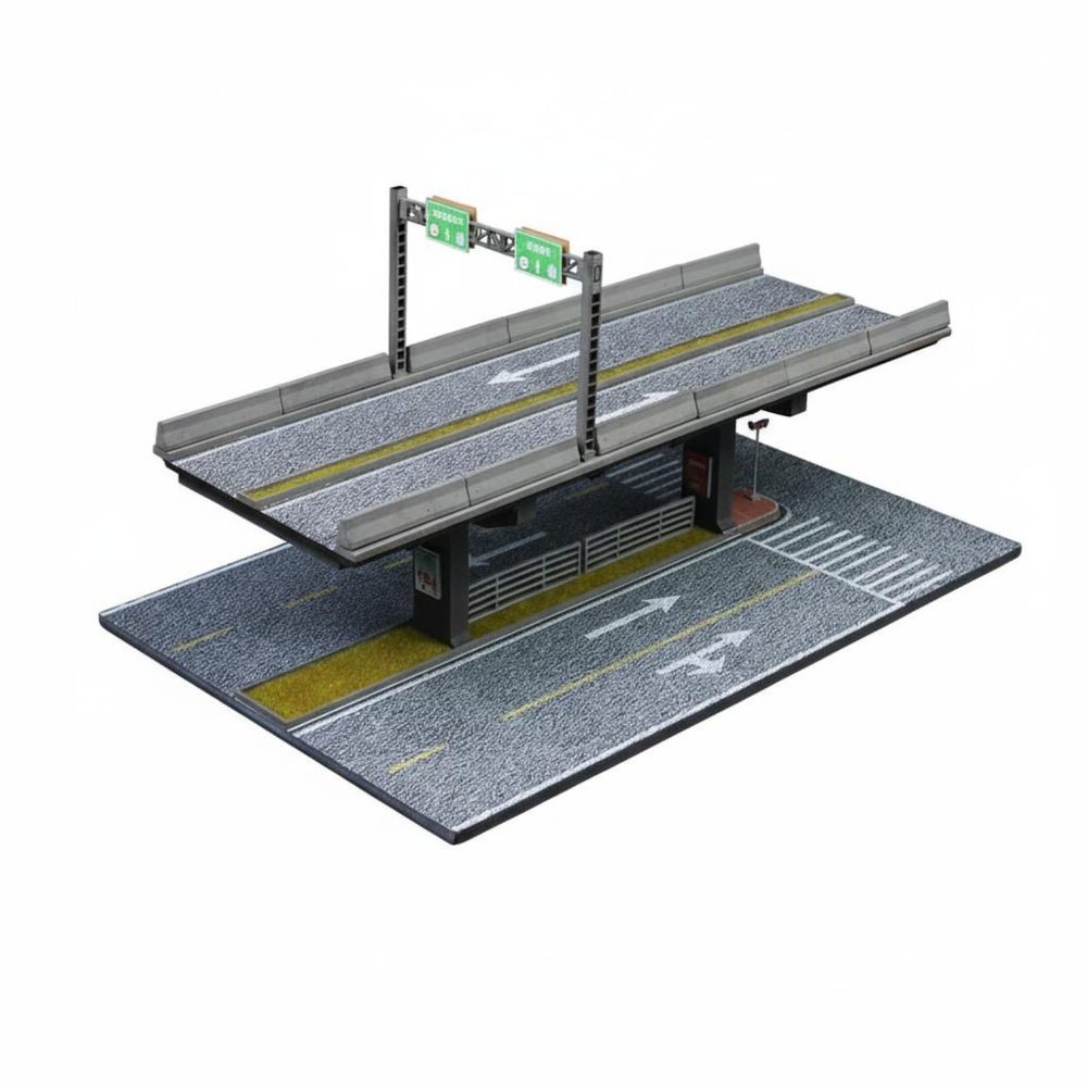 KiBcsLic 1:64 Scale Elevated Bridge Scene Realistic Details Assembly Overpass Diorama 3 Tiers Car Garage Diorama for Hobbyists