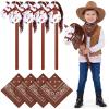Poen 4 Pack Light Brown Horse Stick with Sound Red and Blue Bandana Set 27.6'' Toys Stick Horse Western Cowboy Bandana with Neighing Sound for Boys Girls Fun Pretend Games (White Brown) view 1