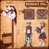 Poen 4 Pack Light Brown Horse Stick with Sound Red and Blue Bandana Set 27.6'' Toys Stick Horse Western Cowboy Bandana with Neighing Sound for Boys Girls Fun Pretend Games (White Brown) view 2