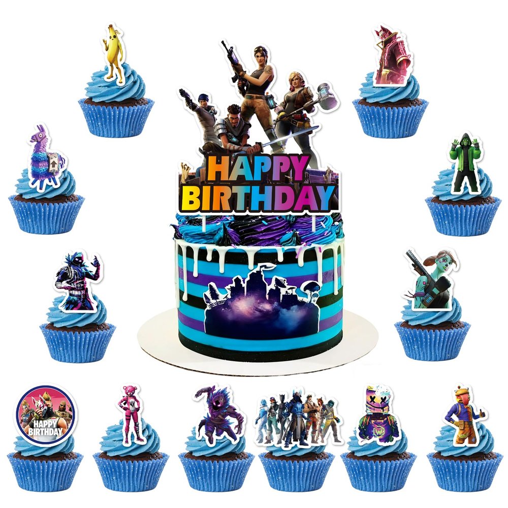 13PCS Cake Toppers, Cupcake Toppers Happy Birthday Cake Topper Set Party Supplies Party Decorations. (Decor 9)