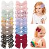 choicbaby 20 Pcs Bow Hair Clips 2.8 "Baby Bow Clips Floral Print Linen Blend Bowknot Barrettes Soft Fully Lined Hair Clips Hair Accessories for Babies Toddlers Infant Kids view 1