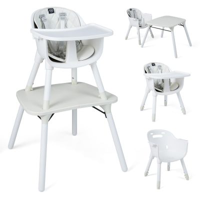 BABY JOY High Chair, 5 in 1 Convertible Highchair for Babies & Toddlers | Booster Seat | Table and Chair Set | Infant Feeding Chair with Removable Tray, Safety Harness, Removable Cushion (White)