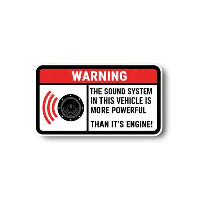 Warning | Powerful Sound System Decal | Car Subwoofer Sticker | Vehicle Audio Alert | Loud Bass Sign [WTPR]