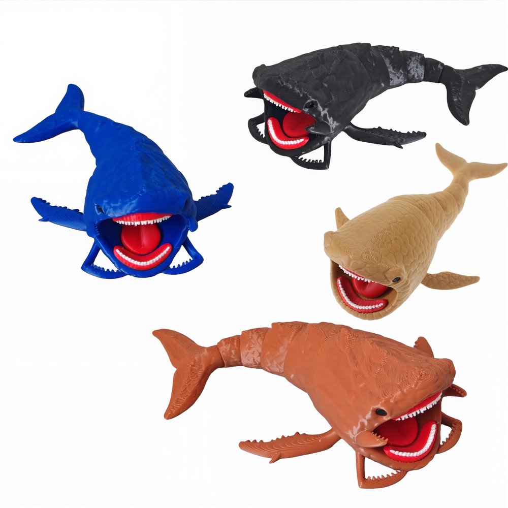 Bloop sea Monster Toy,Sea Monster 3D Printed Flexible Articulated Fidget Toy Sea Eater Deep Sea Creature Collectible, sea Eater Monster Toy Desk Toy & Unique Gift for Ocean Lovers (4 pcs)