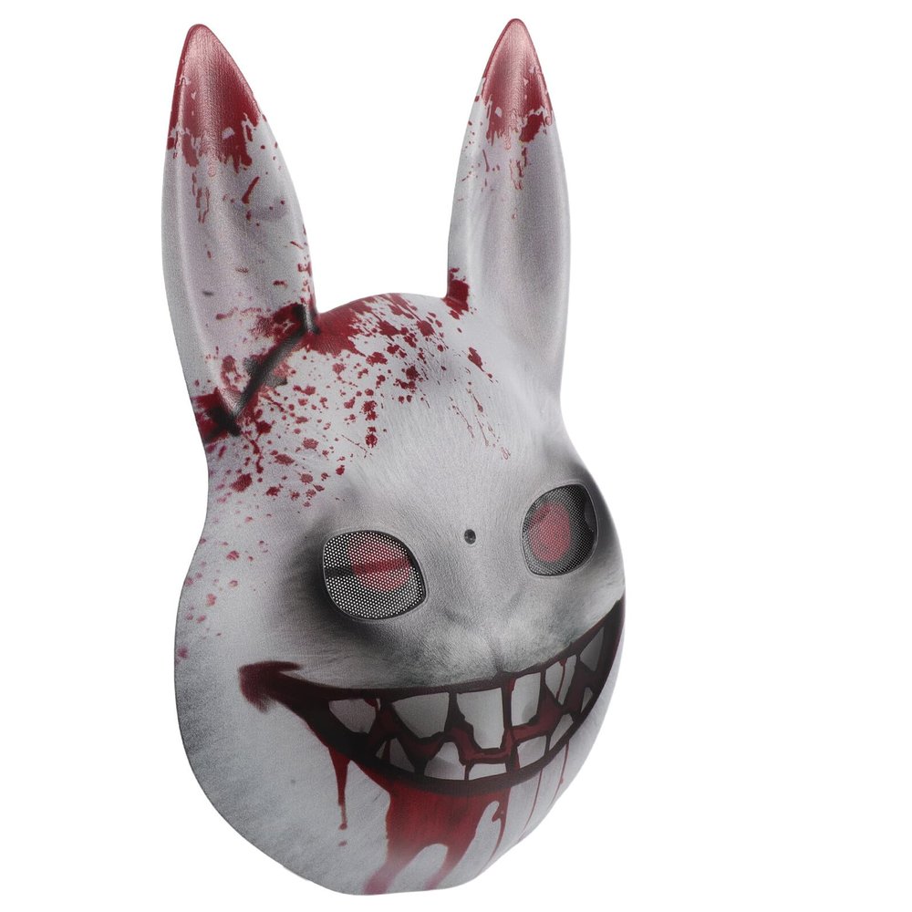 BESPORTBLE Bloody Bunny Horror Mask Scary Rabbit Face Costume Accessory for Halloween Party Haunted House Decoration Role Play