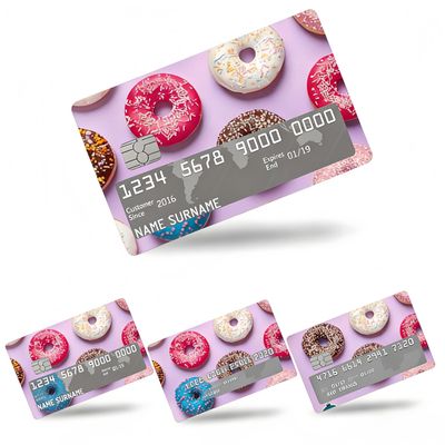 Donut Credit Card Stickers 4 Pack, Waterproof Anti Scratch Slim Fit Card Skins for Debit Card, Bubble Free No Residue Card Covers for Women Girls Teens, Fun Gift