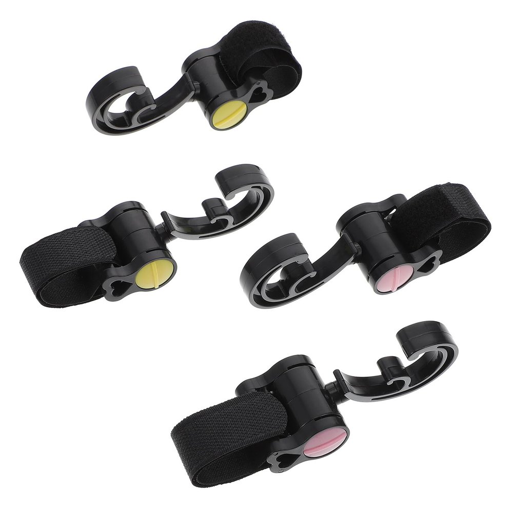 FUNOMOCYA 4pcs Stroller Hooks Rotatable Hanging Clips for Diaper Bags and Shopping Bags 360 Swivel Plastic Stroller Hangers in Yellow and Red