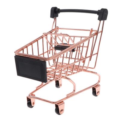 Baoblaze Novelty Mini Shopping Cart Trolley Toy - Pen/Pencil/Cards Holder Desk Accessory - Rose