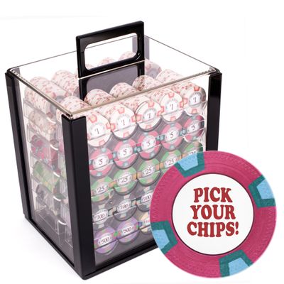 Playzaic Pick Your Chips | Milano Poker Chip Set in Case | 10-gram Real Casino Clay Set | Custom Build Your Casino Chips for Tournament or Cash Game, Texas Holdem or Blackjack (1,000-count Acrylic)