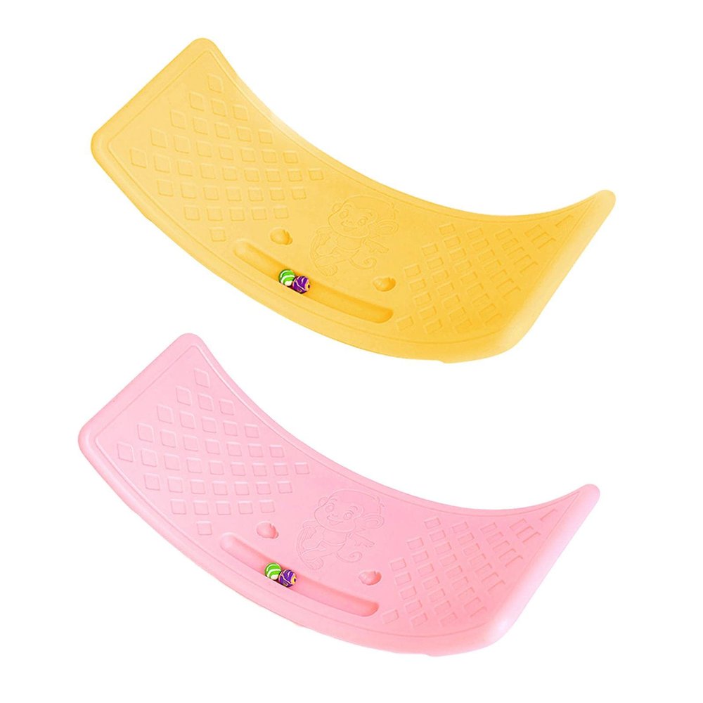 Qraatosi 2Pcs Board Anti Slip Body Training Rocker Board Balance Board for Kids for Indoor, Yellow Pink