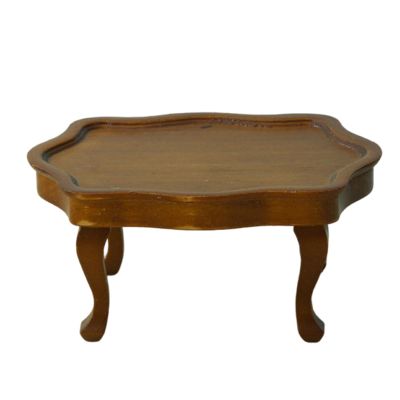 1/12 Miniature Vintage Coffee Table Wood Side Teatable for Dollhouses Decoration and Displaying Small Food and Drinks Miniature Coffee Table